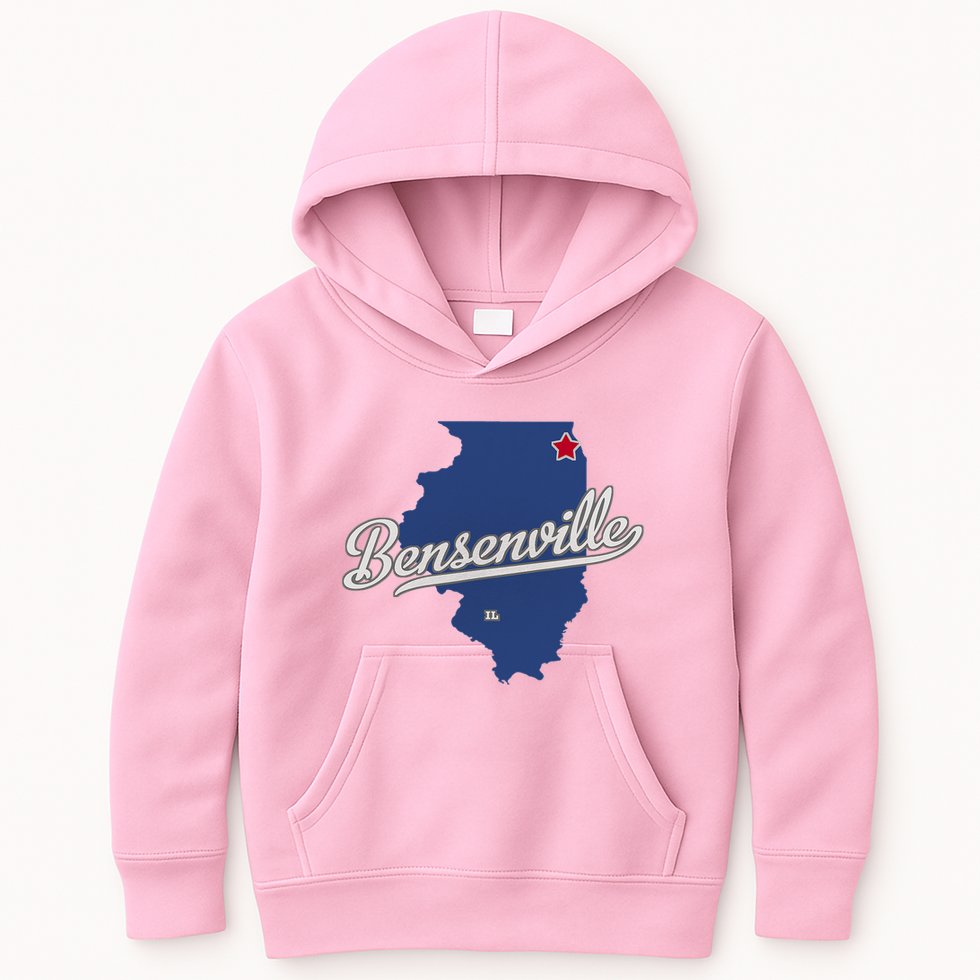 Bensenville Illinois Il Map Kids Hoodie