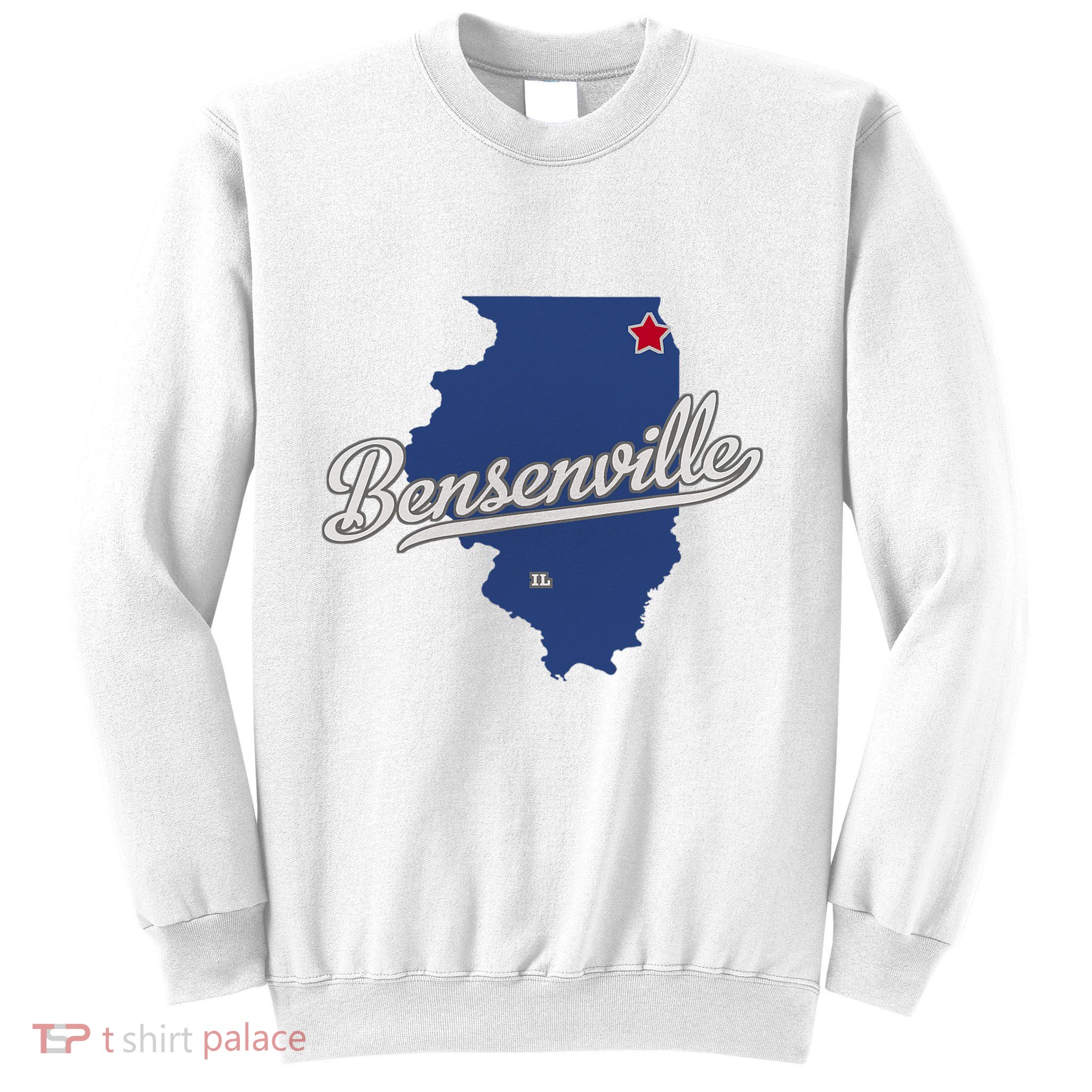 Bensenville Illinois Il Map Sweatshirt