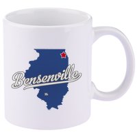 Bensenville Illinois Il Map 11oz C Handle Ceramic Mug