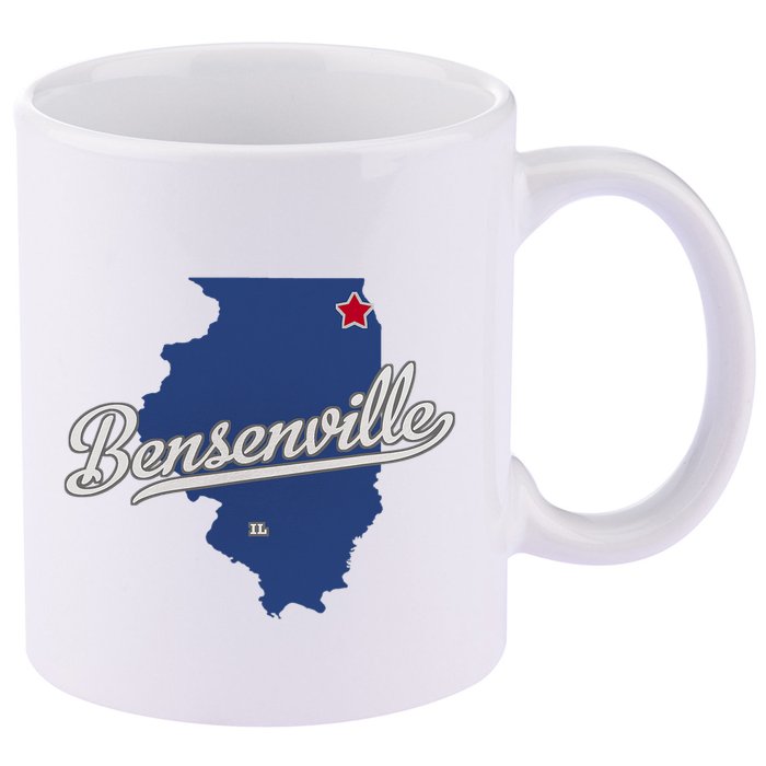 Bensenville Illinois Il Map 11oz C Handle Ceramic Mug