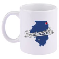 Bensenville Illinois Il Map 11oz C Handle Ceramic Mug