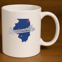 Bensenville Illinois Il Map 11oz C Handle Ceramic Mug