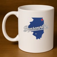 Bensenville Illinois Il Map 11oz C Handle Ceramic Mug