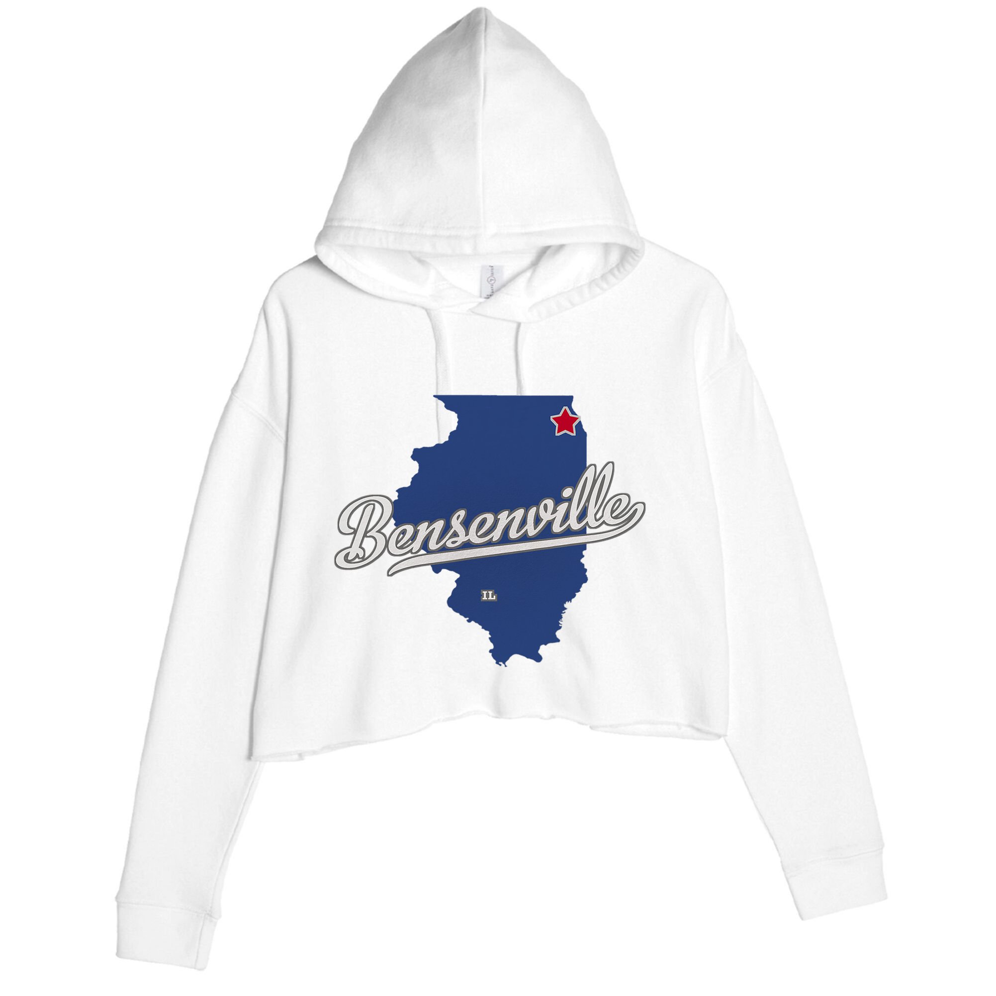 Bensenville Illinois Il Map Crop Fleece Hoodie