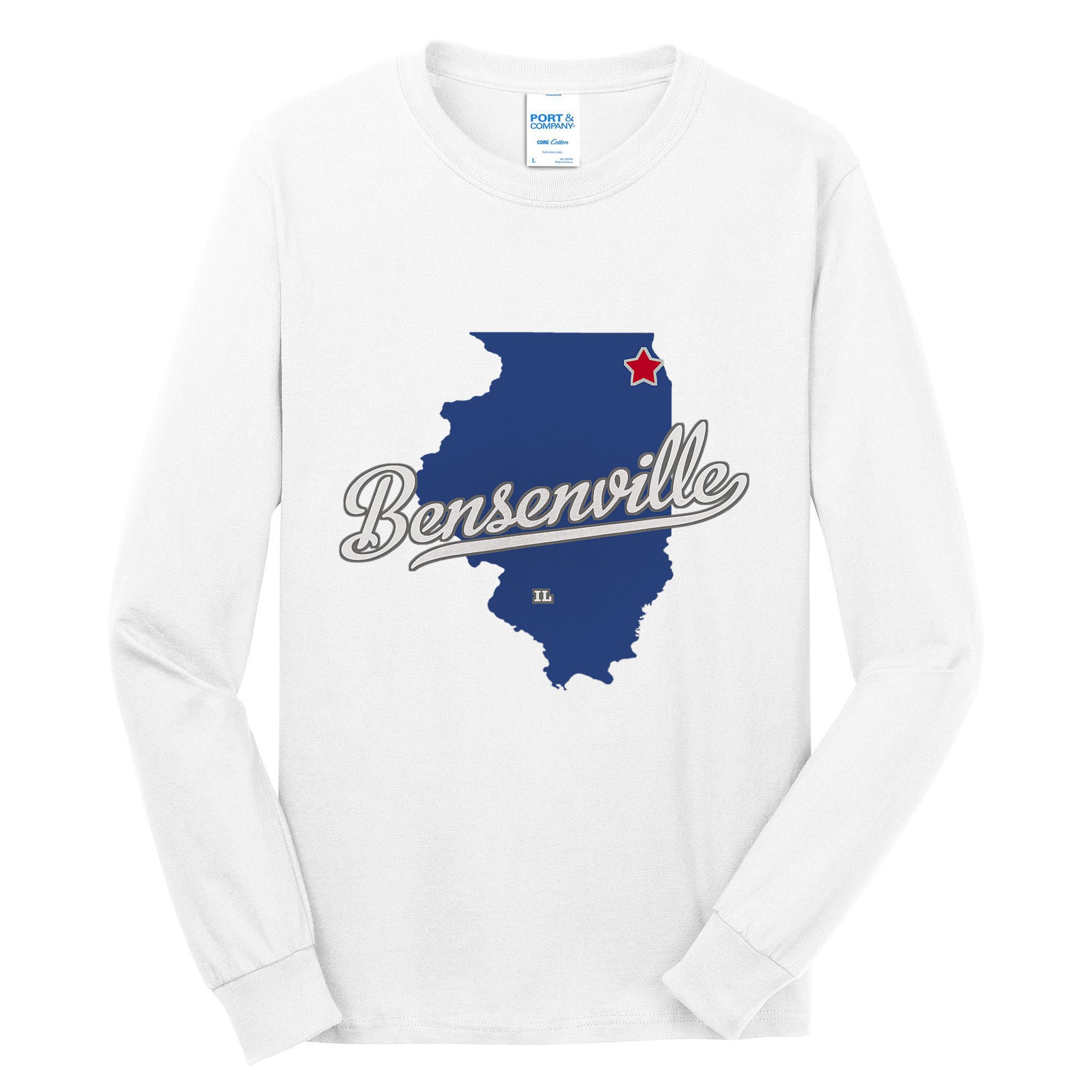 Bensenville Illinois Il Map Tall Long Sleeve T-Shirt
