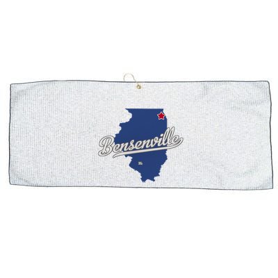 Bensenville Illinois Il Map Large Microfiber Waffle Golf Towel