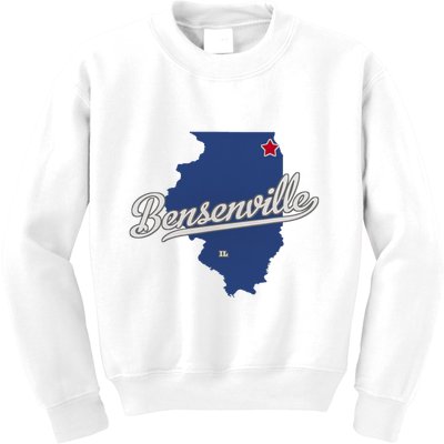 Bensenville Illinois Il Map Kids Sweatshirt