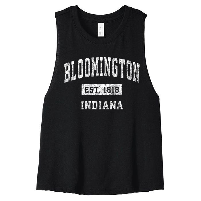 Bloomington Indiana In Vintage Established Sports Women's Racerback Cropped Tank