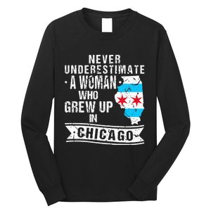 Born in Illinois Flag Chicago Long Sleeve Shirt