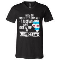 Born in Illinois Flag Chicago V-Neck T-Shirt