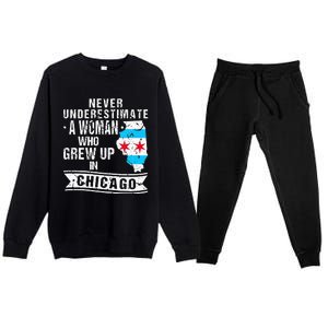 Born in Illinois Flag Chicago Premium Crewneck Sweatsuit Set