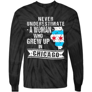 Born in Illinois Flag Chicago Tie-Dye Long Sleeve Shirt