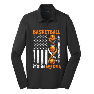 Basketball Its In My DNA Funny Player Coach Team Sport Silk Touch Performance Long Sleeve Polo