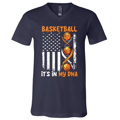 Basketball Its In My DNA Funny Player Coach Team Sport V-Neck T-Shirt