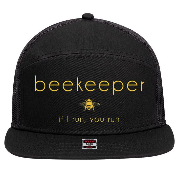 Bee If I Run You Run Beekeeper Apiarist Honey 7 Panel Mesh Trucker Snapback Hat