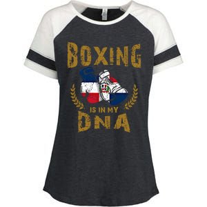 Boxing Is In My Dna Dominican Republic Flag Boxing Gloves Gift Enza Ladies Jersey Colorblock Tee