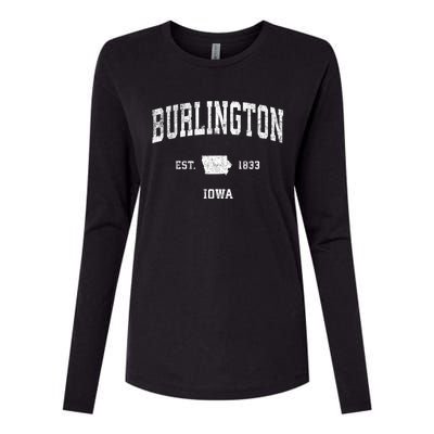 Burlington Iowa Ia Vintage Sports Womens Cotton Relaxed Long Sleeve T-Shirt