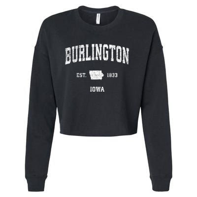 Burlington Iowa Ia Vintage Sports Cropped Pullover Crew