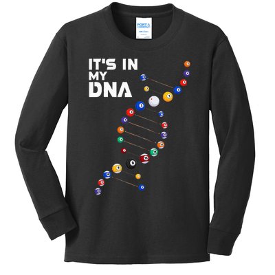 Billiards It's In My DNA  Pool Billiard Kids Long Sleeve Shirt