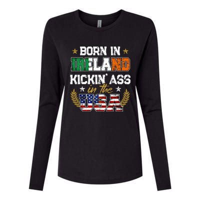 Born In Ireland Patriotic Usa Irish Roots Immigrant Expat Gift Womens Cotton Relaxed Long Sleeve T-Shirt