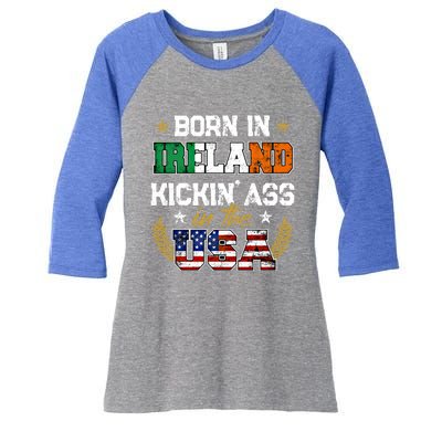 Born In Ireland Patriotic Usa Irish Roots Immigrant Expat Gift Women's Tri-Blend 3/4-Sleeve Raglan Shirt