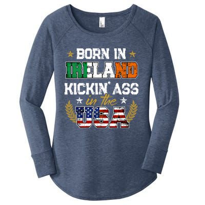 Born In Ireland Patriotic Usa Irish Roots Immigrant Expat Gift Women's Perfect Tri Tunic Long Sleeve Shirt