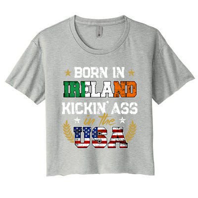 Born In Ireland Patriotic Usa Irish Roots Immigrant Expat Gift Women's Crop Top Tee