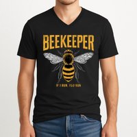 Beekeeper If I Run You Run Bee Keeper Beekeeping Bee Lovers Honeybees Apiculture V-Neck T-Shirt