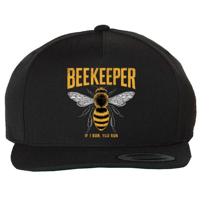 Beekeeper If I Run You Run Bee Keeper Beekeeping Bee Lovers Honeybees Apiculture Wool Snapback Cap