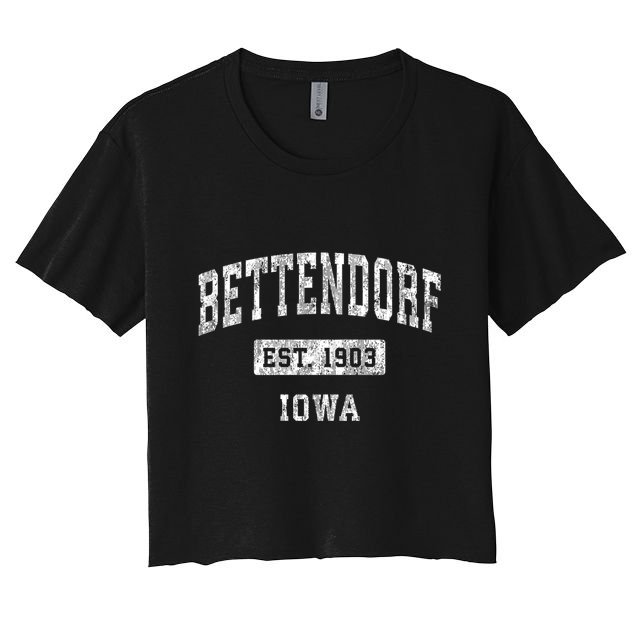 Bettendorf Iowa Ia Vintage Established Sports Crop Top