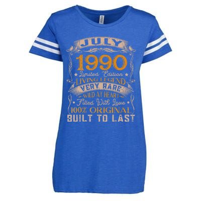 Born In July 1990 Vintage 33rd Birthday 33 Years Old Enza Ladies Jersey Football T-Shirt