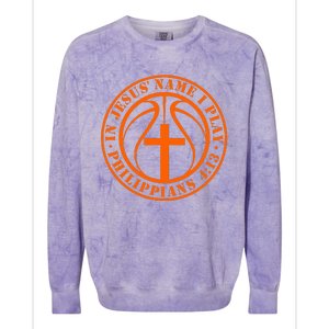 Basketball In Jesus Name I Play Philippians 413 Christian Colorblast Crewneck Sweatshirt