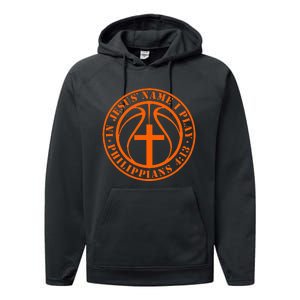 Basketball In Jesus Name I Play Philippians 413 Christian Performance Fleece Hoodie