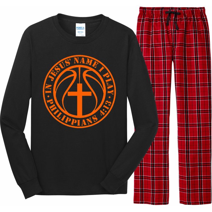 Basketball In Jesus Name I Play Philippians 413 Christian Long Sleeve Pajama Set