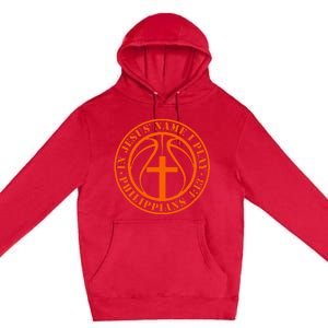 Basketball In Jesus Name I Play Philippians 413 Christian Premium Pullover Hoodie