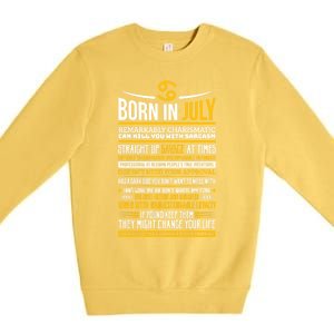 Born In July Cancer Zodiac Facts Traits Horoscope Sign Gift Premium Crewneck Sweatshirt