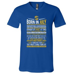 Born In July Cancer Zodiac Facts Traits Horoscope Sign Gift V-Neck T-Shirt