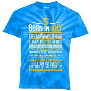 Born In July Cancer Zodiac Facts Traits Horoscope Sign Gift Kids Tie-Dye T-Shirt