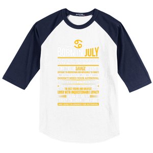 Born In July Cancer Zodiac Facts Traits Horoscope Sign Gift Baseball Sleeve Shirt