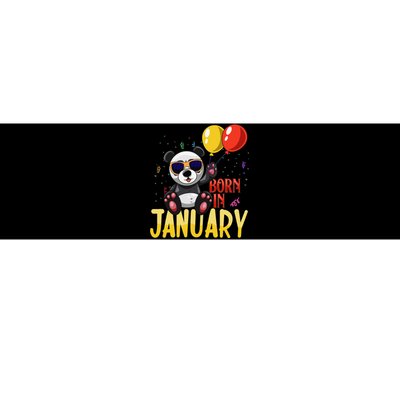 Born In January Birthday or Birth Month Panda with Balloons Bumper Sticker