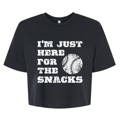 Baseball Im Just Here For The Snacks Vintage Baseball Bella+Canvas Jersey Crop Tee