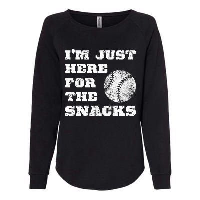 Baseball Im Just Here For The Snacks Vintage Baseball Womens California Wash Sweatshirt