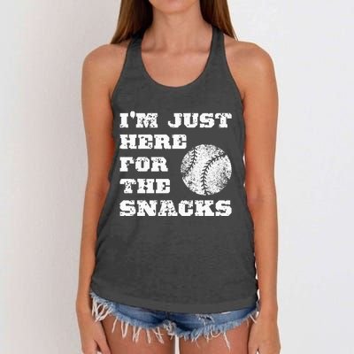 Baseball Im Just Here For The Snacks Vintage Baseball Women's Knotted Racerback Tank