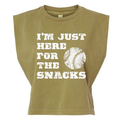 Baseball Im Just Here For The Snacks Vintage Baseball Garment-Dyed Women's Muscle Tee