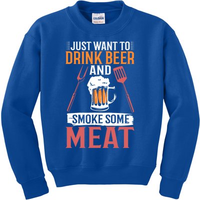 Bbq I Just Want To Beer And Smoke Some Meat Gift Kids Sweatshirt