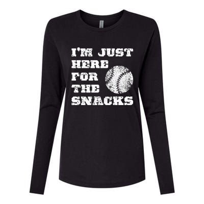 Baseball Im Just Here For The Snacks Vintage Baseball Womens Cotton Relaxed Long Sleeve T-Shirt