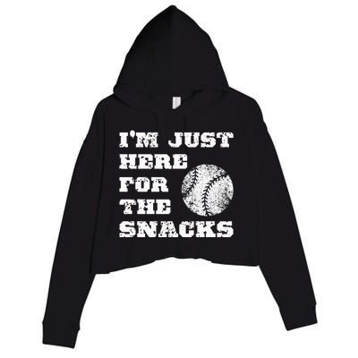 Baseball Im Just Here For The Snacks Vintage Baseball Crop Fleece Hoodie