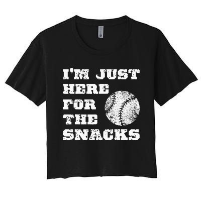 Baseball Im Just Here For The Snacks Vintage Baseball Women's Crop Top Tee