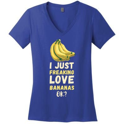 Banana I Just Like Banana Summer Fruit Banana Fruit Lovers Gift Women's V-Neck T-Shirt