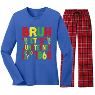 Bruh ItS Junenth Celebrating Black Freedom 1865 African Funny Gift Women's Long Sleeve Flannel Pajama Set 